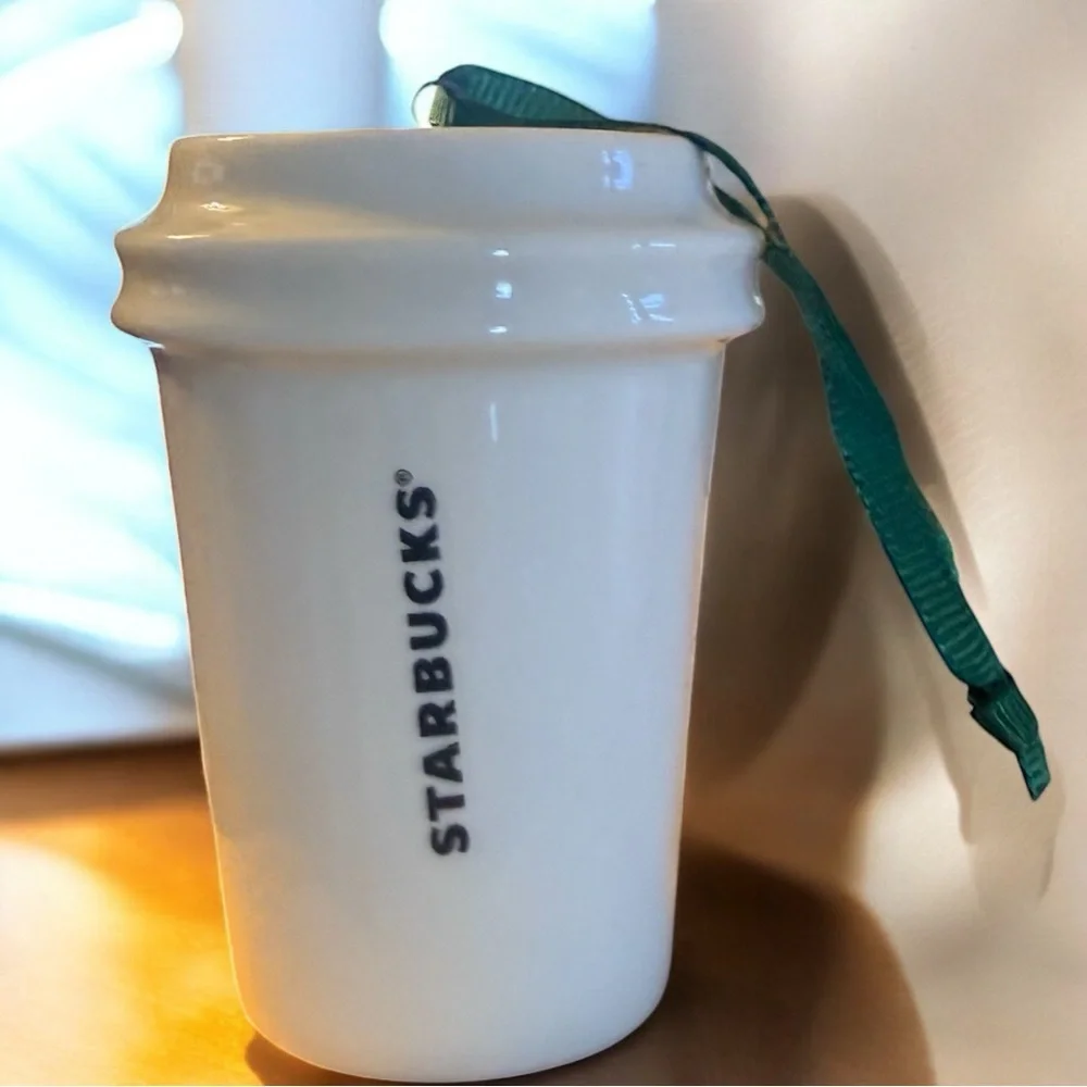 Starbucks Holiday 2015 Mini Cup Ornament Swinging Boy Design Ceramic Collectible